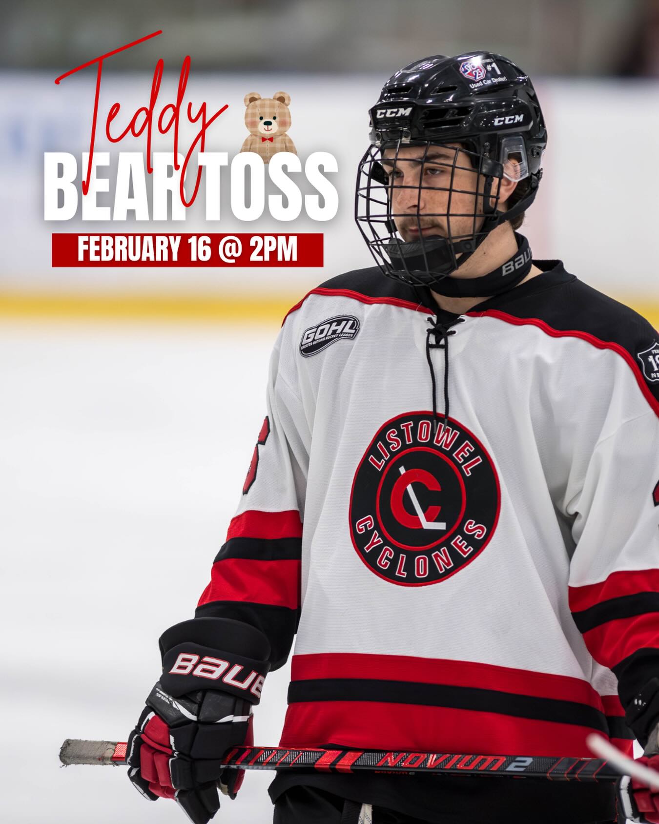 Teddy Bear Toss Night 🧸

We’re proud to support the North Perth Community Hospice at our Family Day game!

Bring a new stuffed animal and be ready to toss it onto the ice after the Cyclones’ first goal.

📅 Sunday, February 16
⏰ 2:00 PM

All stuffed animals will be donated in support of this amazing organization. Let’s fill the ice — and some hearts — together!