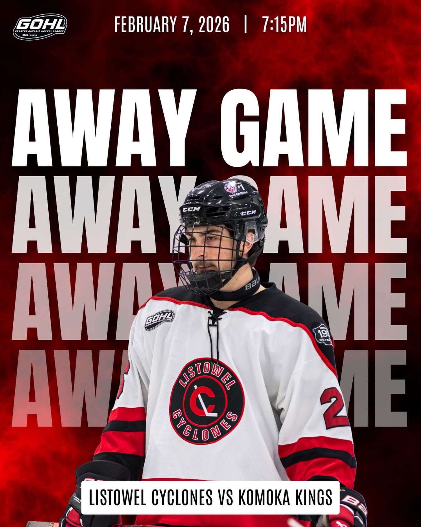 It’s away game day 🚌💨

The Cyclones are in Komoka tonight to battle the Kings

🕢 7:15 PM

Let’s go Cyclones!