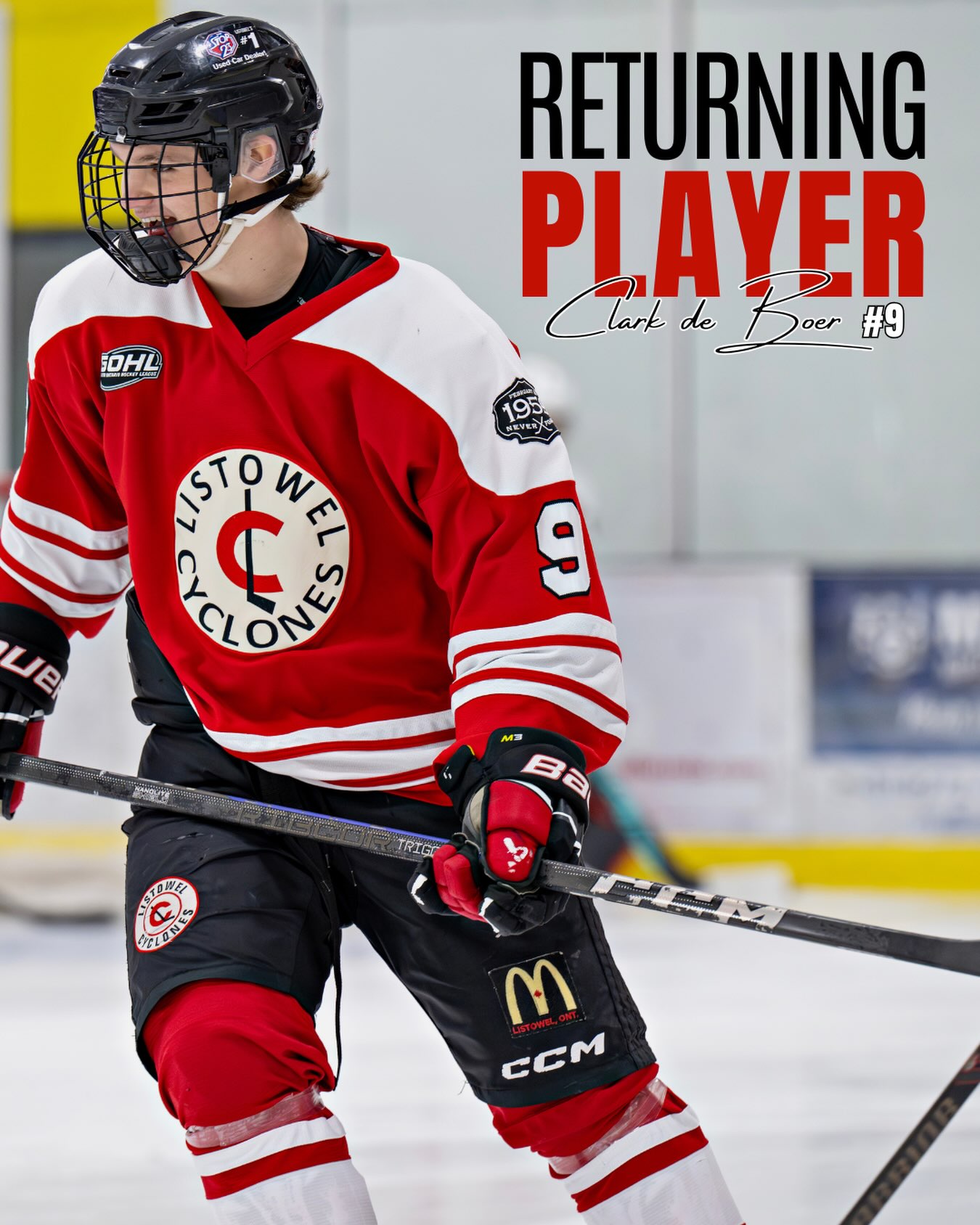 Another familiar face is returning to the lineup as Clark DeBoer is back with the Listowel Cyclones for the 2026-27 season!

Clark is coming off a solid rookie campaign, appearing in 46 games while recording 5 goals and 9 assists. A dependable forward who brings energy every night, he’s earned the opportunity to build on a strong first season with #cycsnation. 

We can’t wait to see what Clark has in store for Year 2!

Welcome back, Clark!